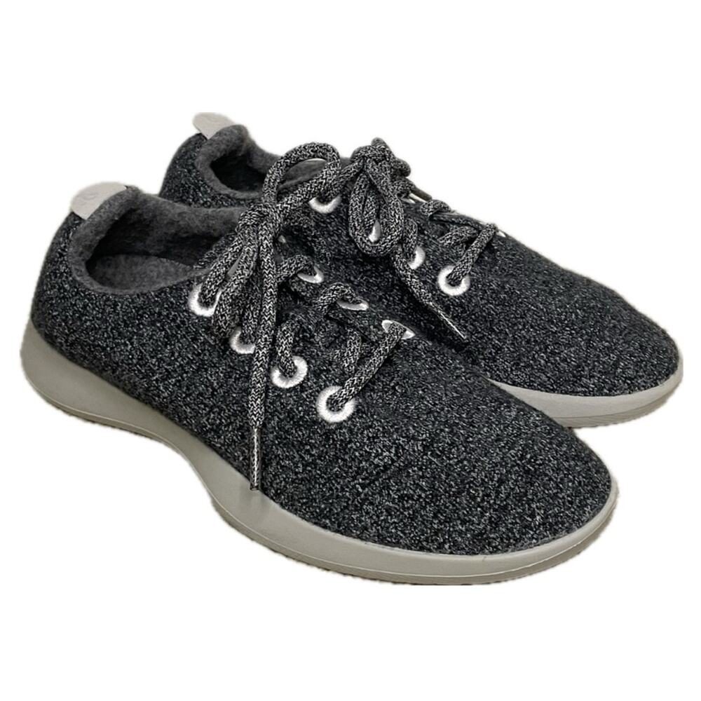 Allbirds Women's Wool Runner Merino Lace Up Sneaker Black Gray Size 6